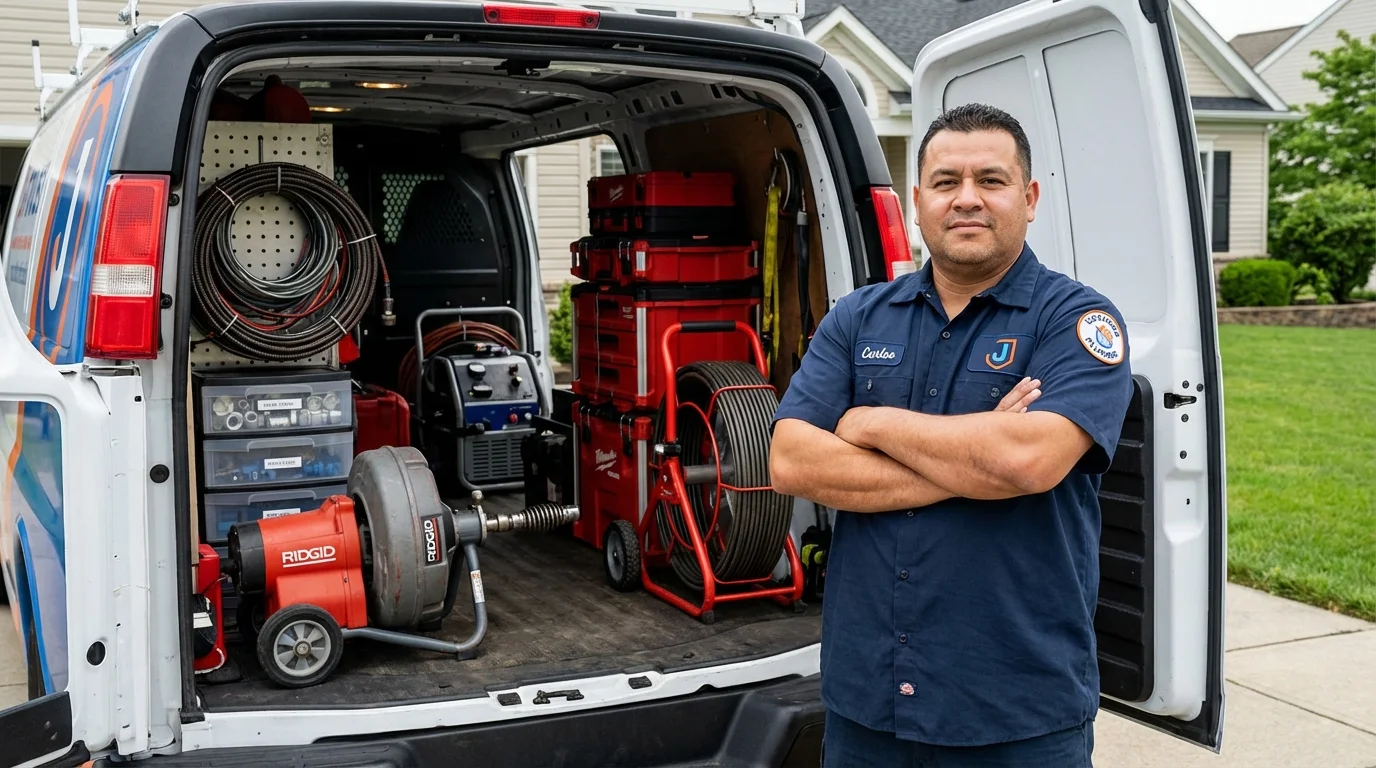 Professional drain cleaning equipment and Johns Plumbing LLC plumber in Mills River