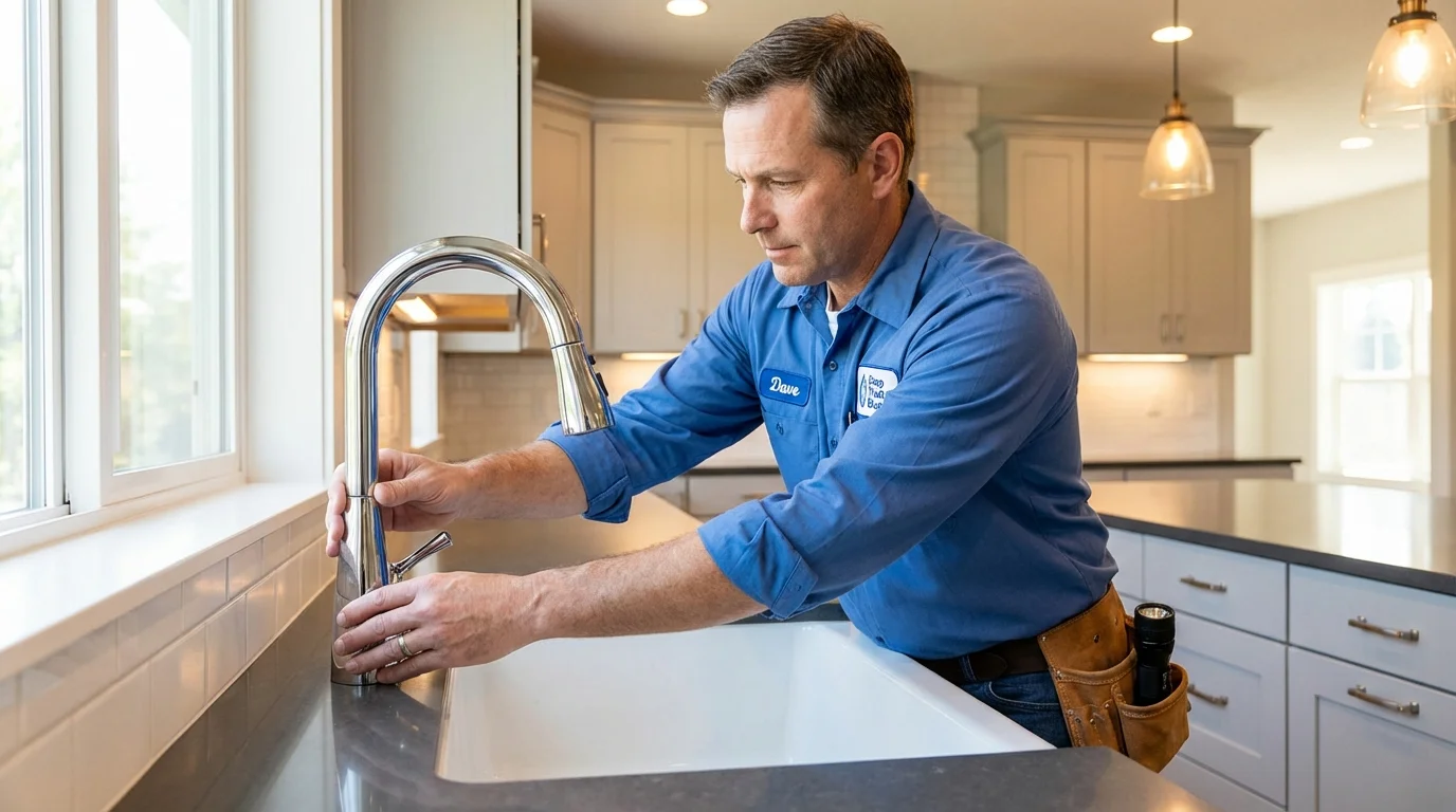 Kitchen faucet installation by Johns Plumbing LLC in Mills River
