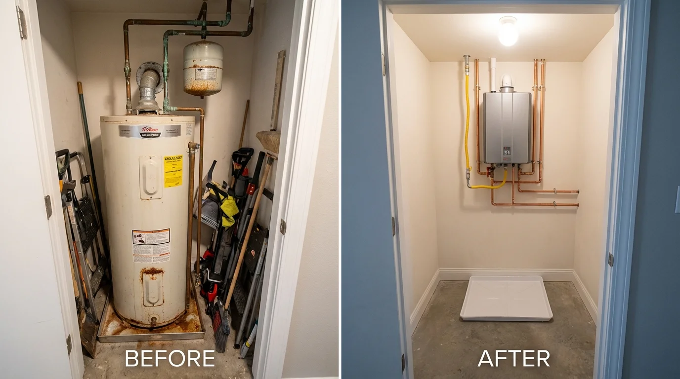 Tank water heater versus wall-mounted tankless unit comparison for Mills River, NC homeowners